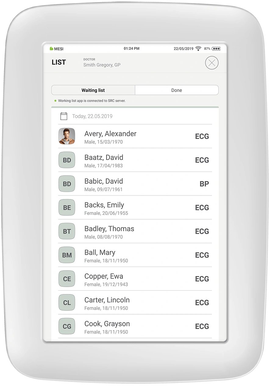 MESI mTABLET worklist
